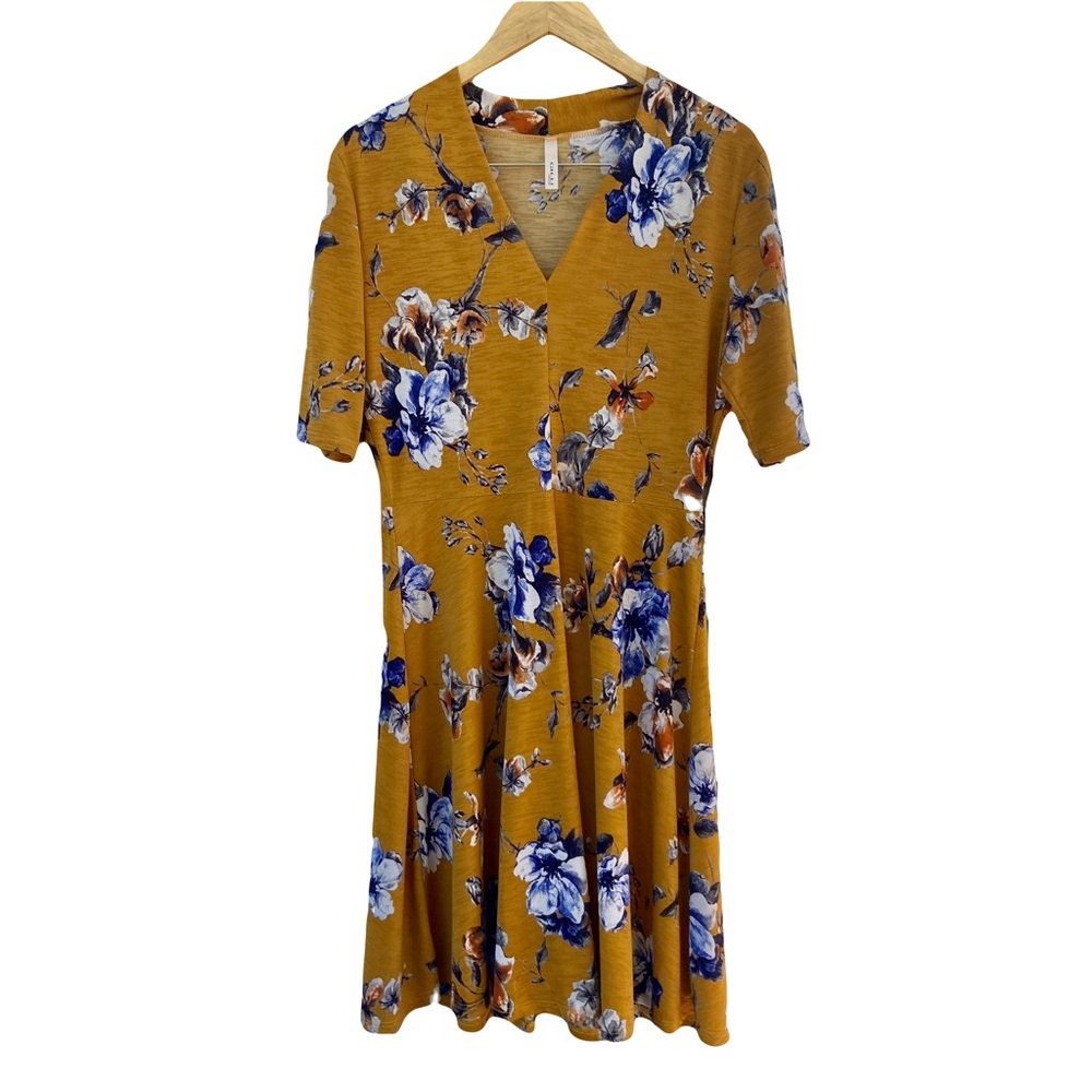 Gilli ModCloth Yellow Floral A-Line Dress